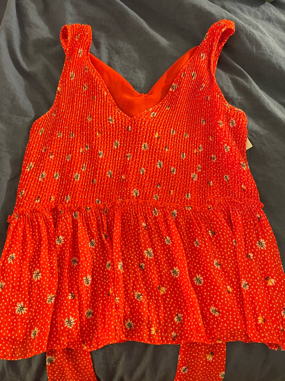 Zara Orange Floral Peplum Tank Top